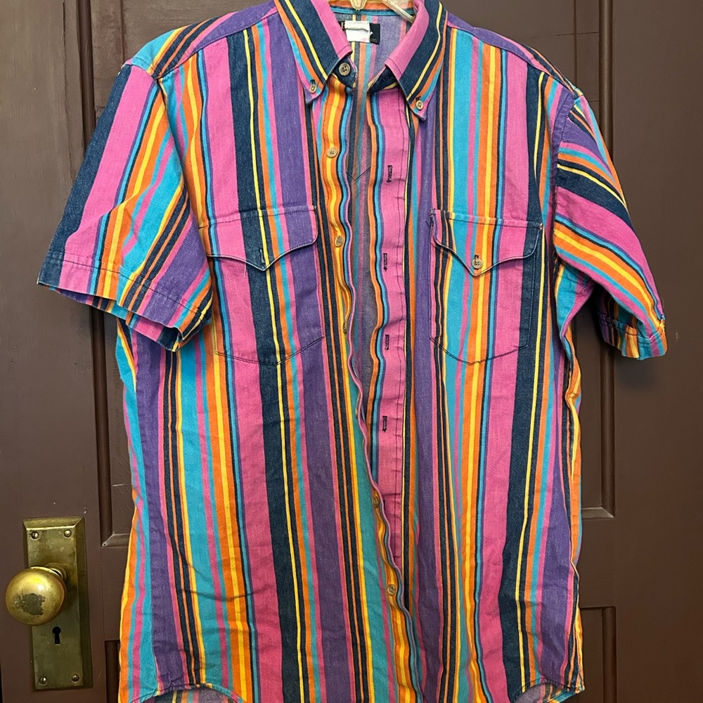 Ruddock Men’s Medium Vintage Stripe Short Sleeve Shirt